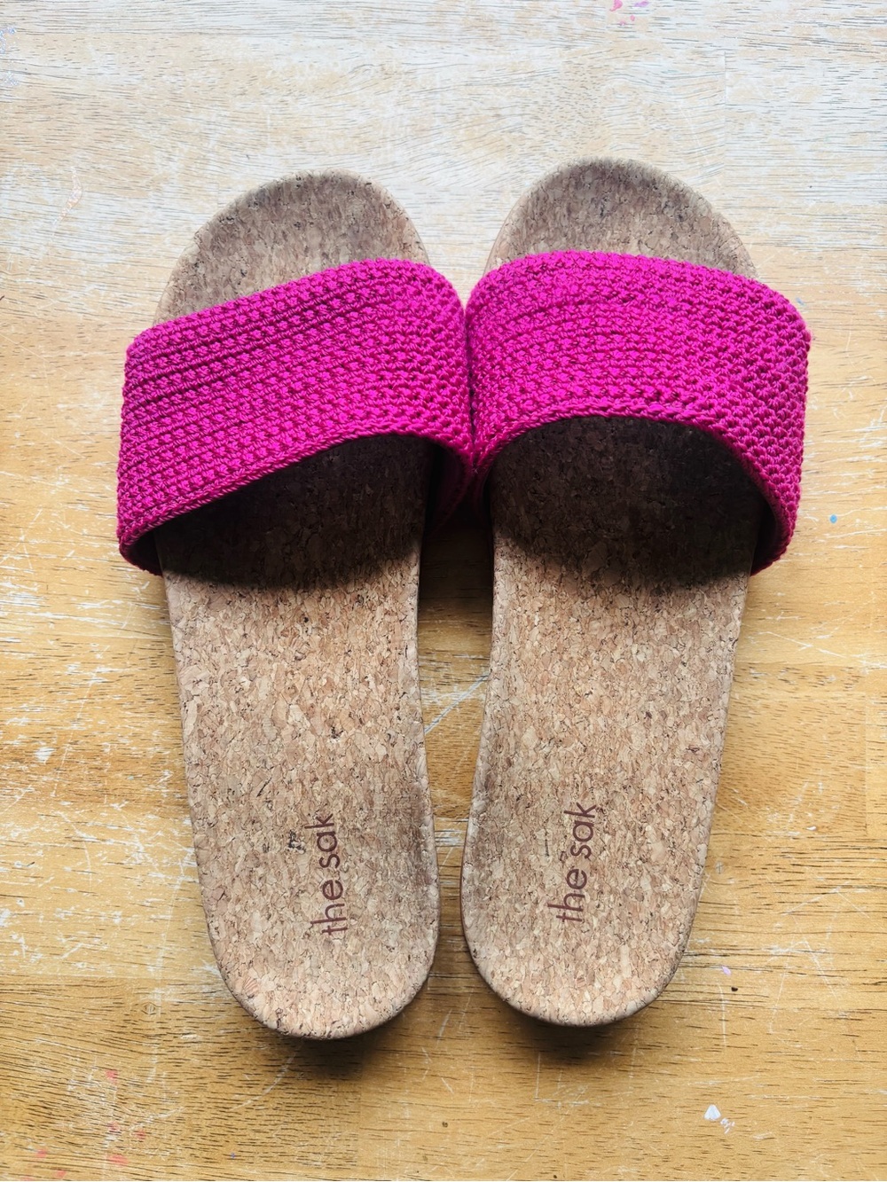The Sak Hot Pink Cork Slide Sandals